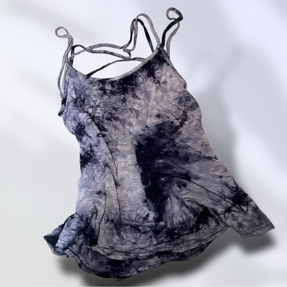 Cozy Casual Cami Top Womens‎ Blue White Tie Dye Spaghetti Strap